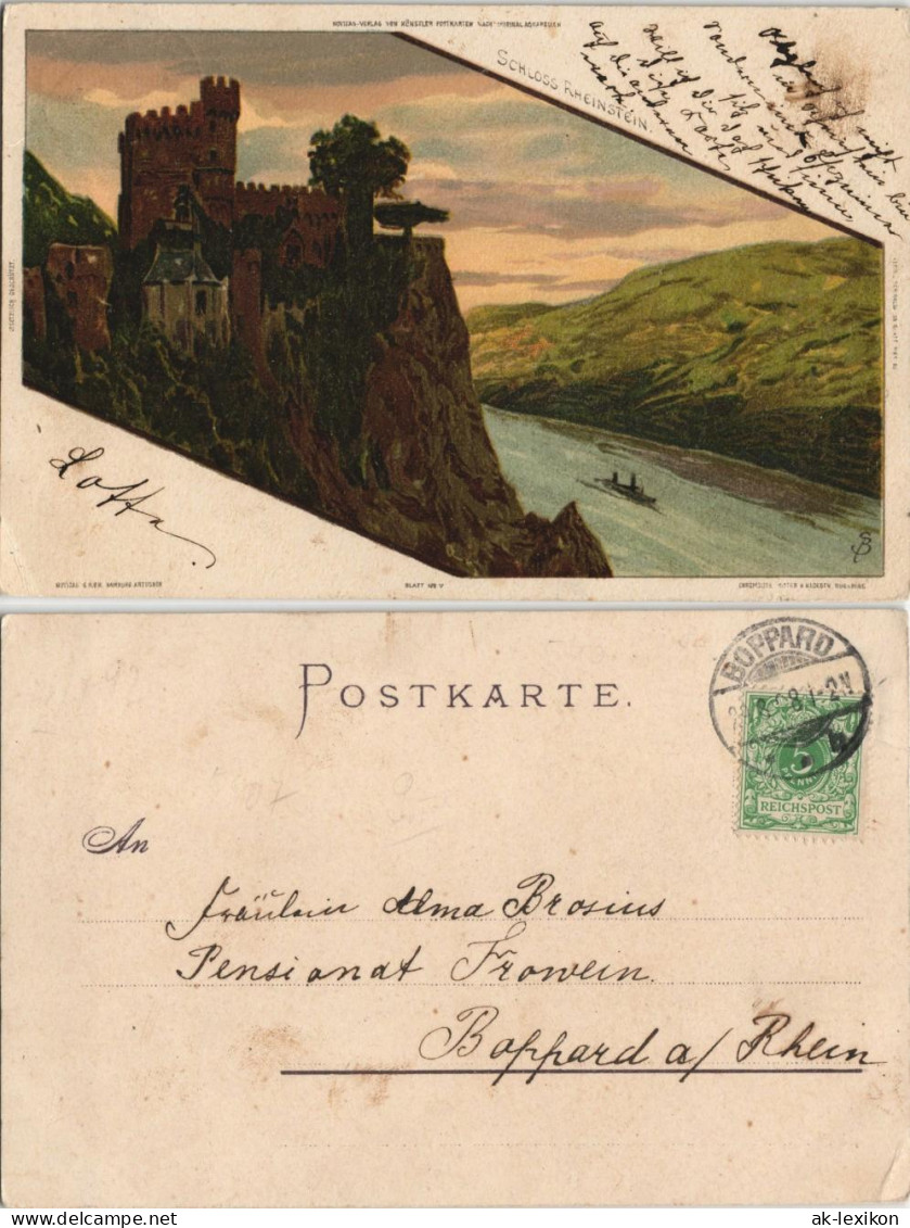 Ansichtskarte Litho AK Bingen Am Rhein Burg / Schloss Rheinstein 1898 - Bingen