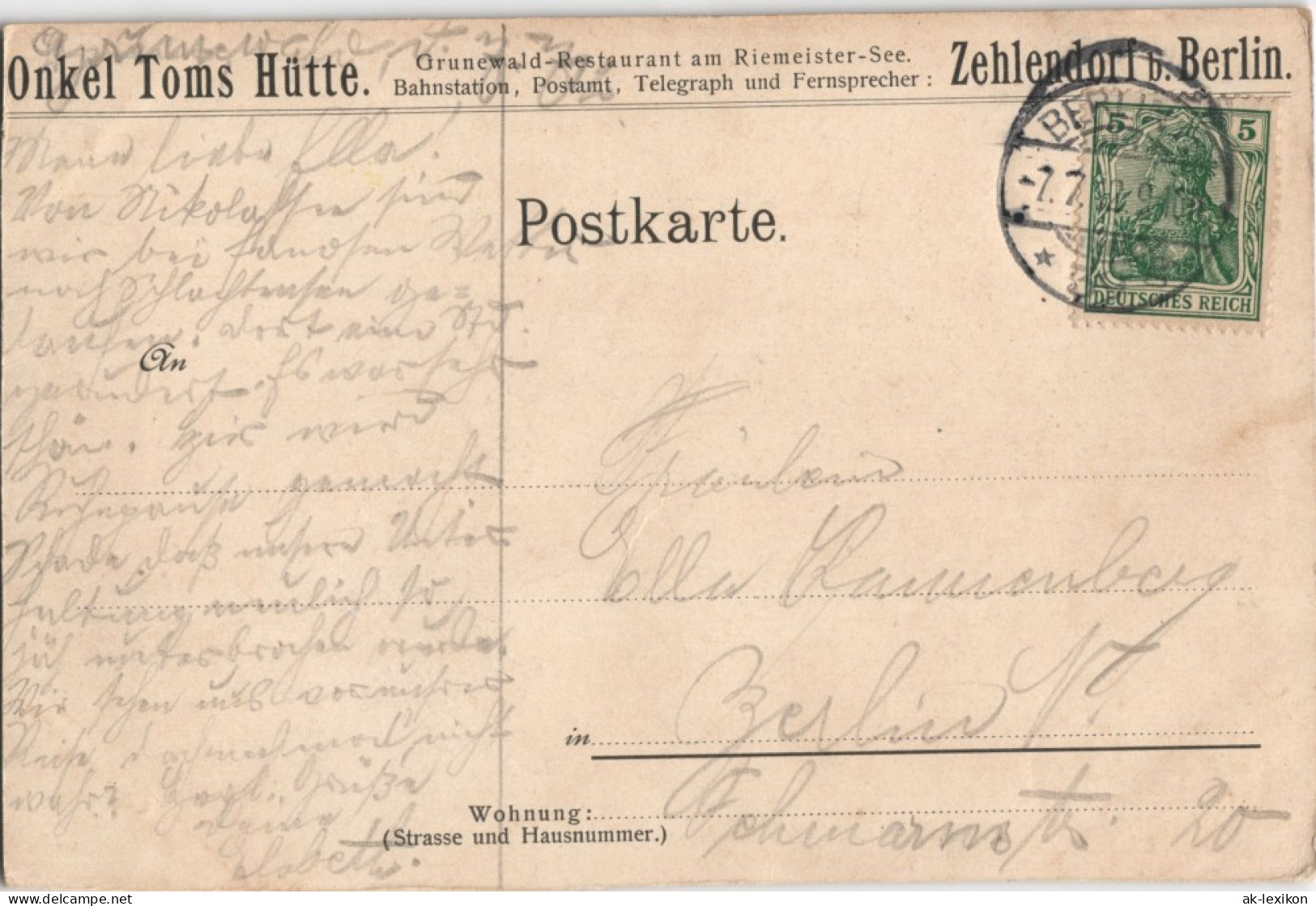 Ansichtskarte Grunewald-Berlin Gruss Aus Onkel Toms Hütte 1902 - Grunewald