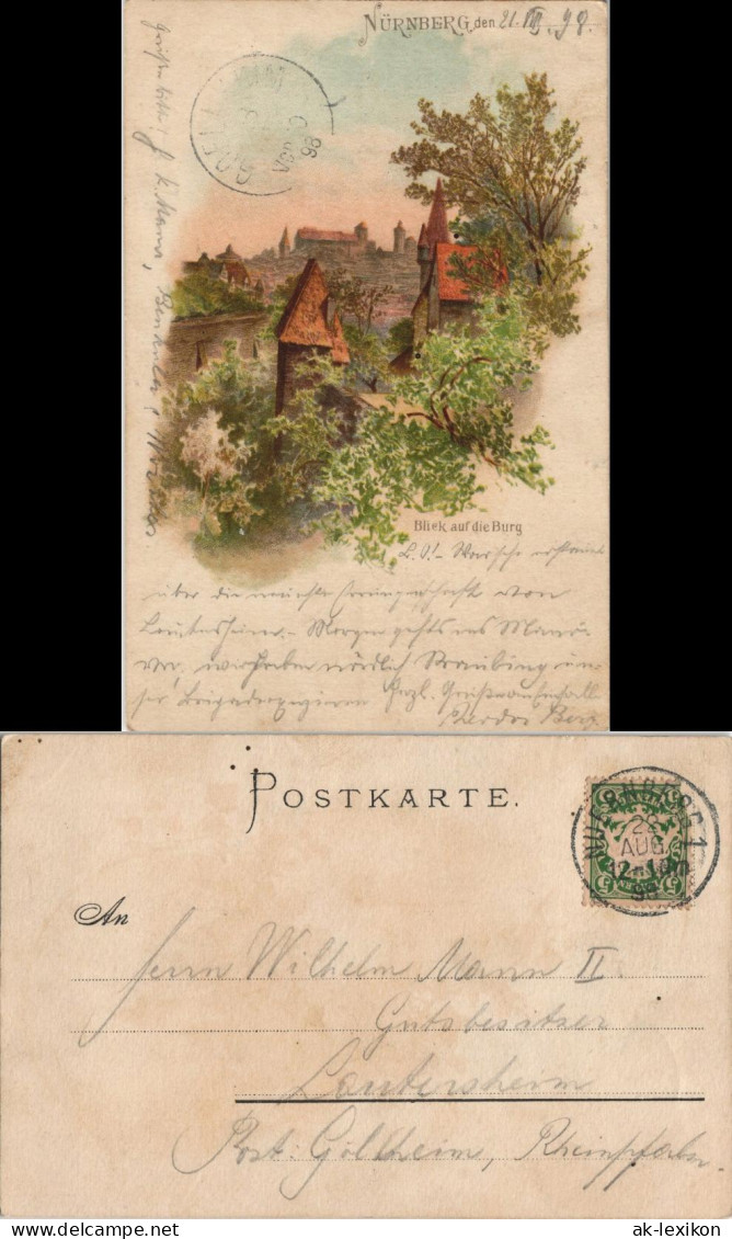 Nürnberg Nürnberger Burg Künstlerkarte Gemälde Kunstwerk Postkarte 1898 - Nuernberg