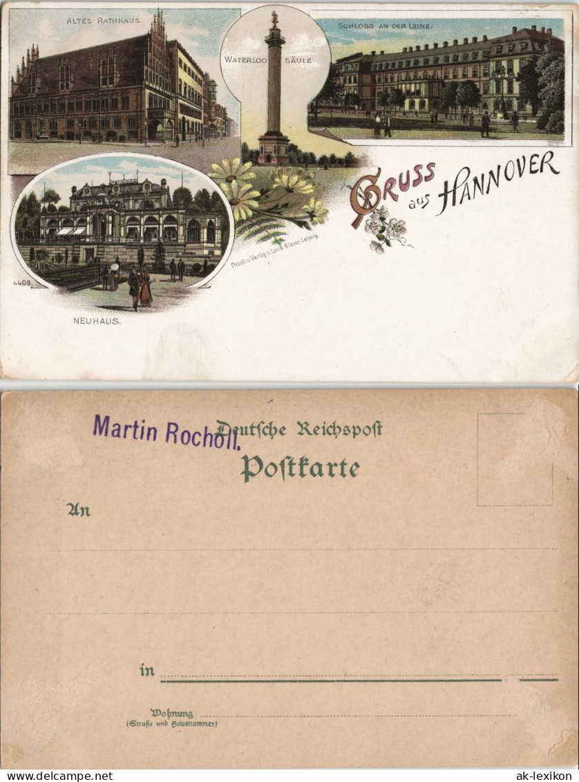 Litho AK Hannover Litho-Ansicht Rathaus, Schloss Leine & Neuhaus 1900 - Hannover