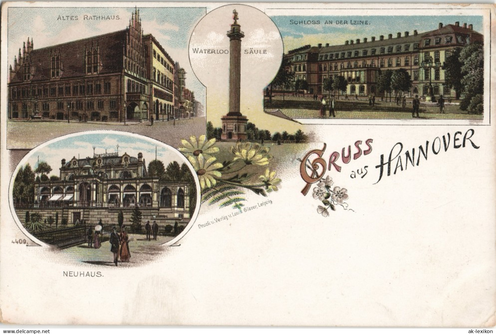 Litho AK Hannover Litho-Ansicht Rathaus, Schloss Leine & Neuhaus 1900 - Hannover