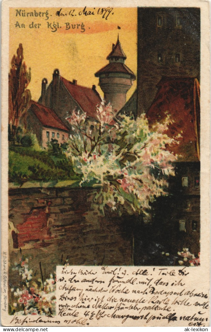 Nürnberg Nürnberger Burg Künstlerkarte 1899   Gel  KARLSRUHE (Ankunftsstempel) - Nuernberg