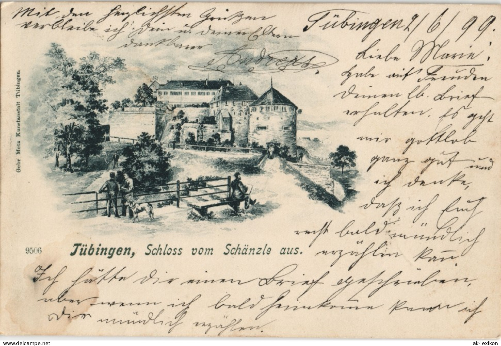 Ansichtskarte Tübingen Schloß Vom Schänzle - Künstlerkarte 1899 - Tuebingen