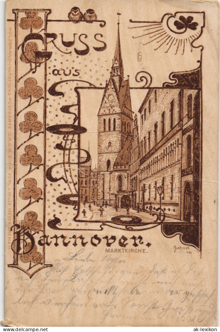 Ansichtskarte Bremen Holzbrandimitation Marktkirche 1900 - Bremen