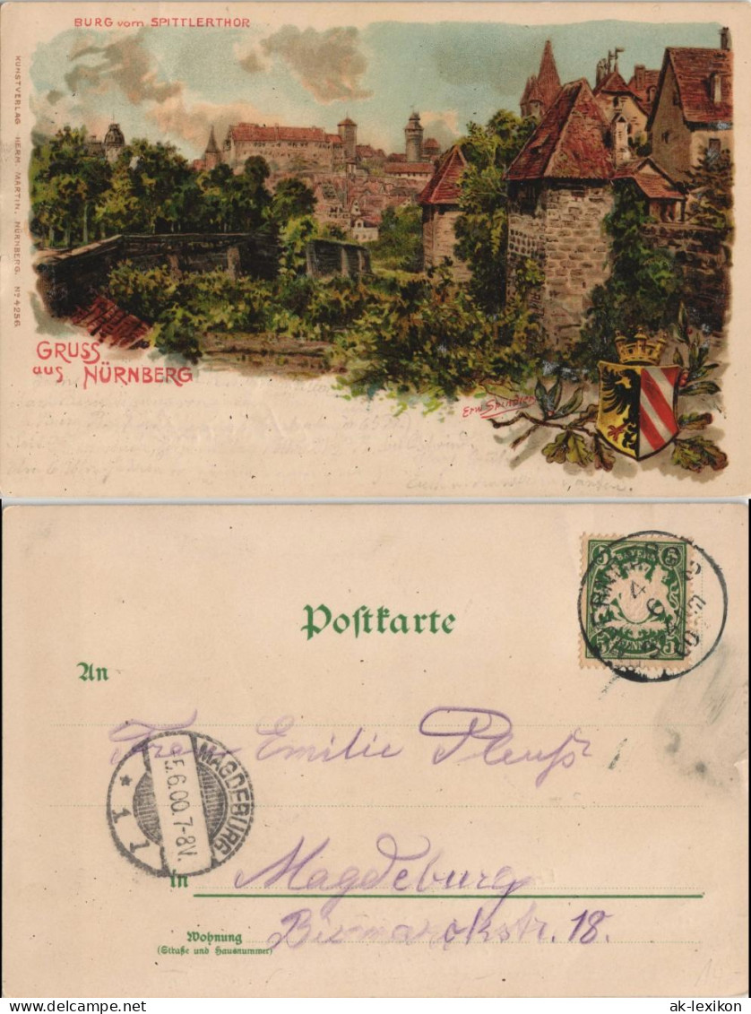 Ansichtskarte Nürnberg Burg Vom Spittlerthor Healdik Künstlerkarte 1900 - Nuernberg