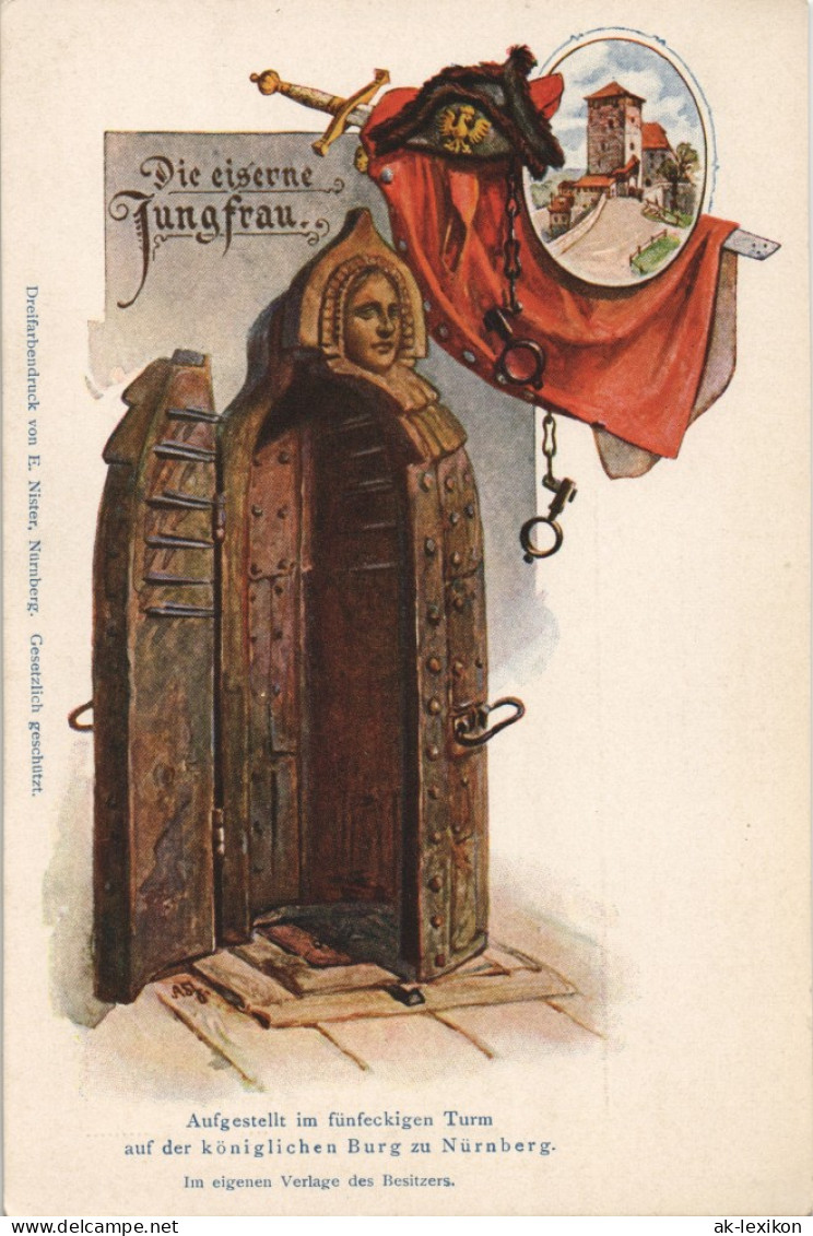 Ansichtskarte Nürnberg Nürnberger Burg 2 Bild Folter Eiserne Jungfrau 1908 - Nuernberg