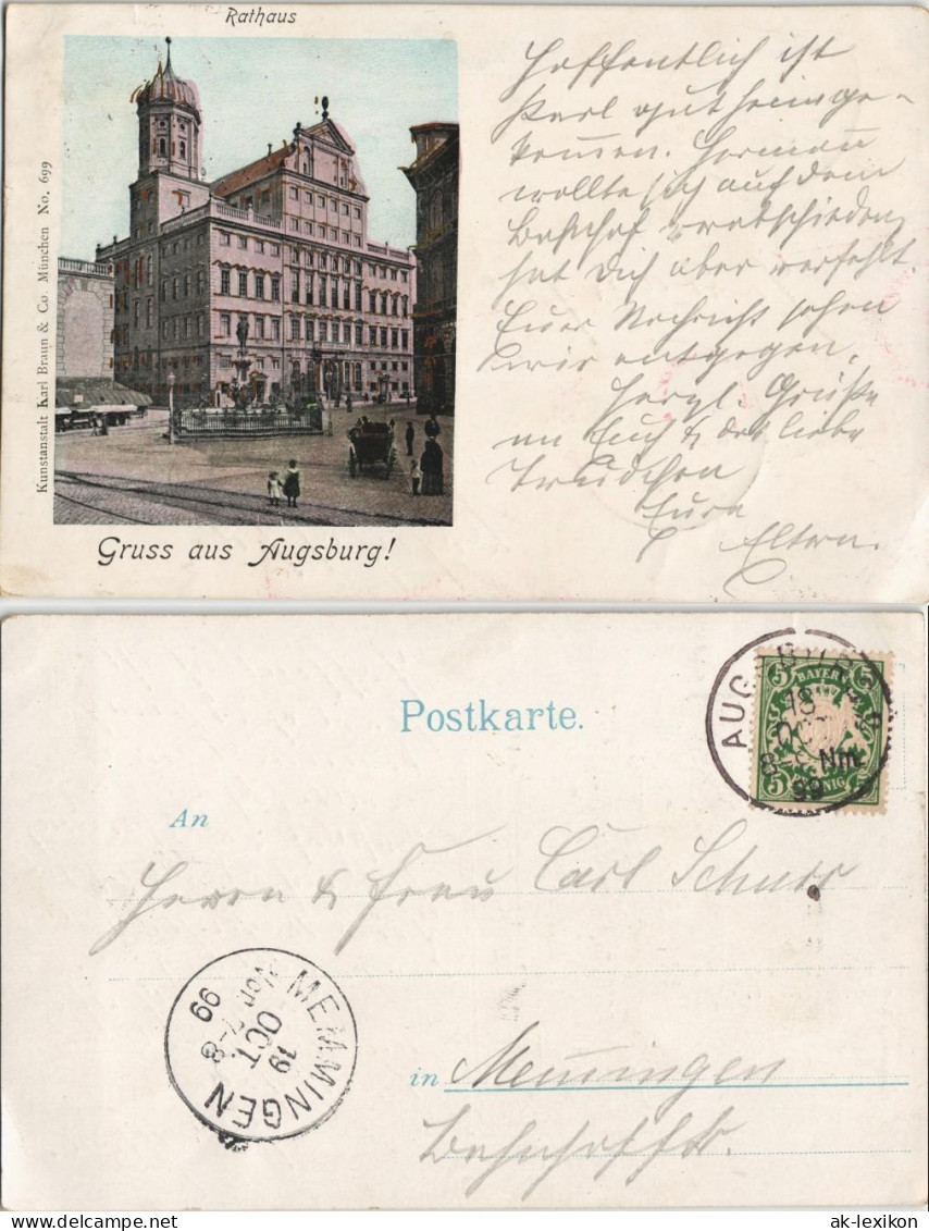 Ansichtskarte Augsburg Rathaus 1899 Goldrand - Augsburg