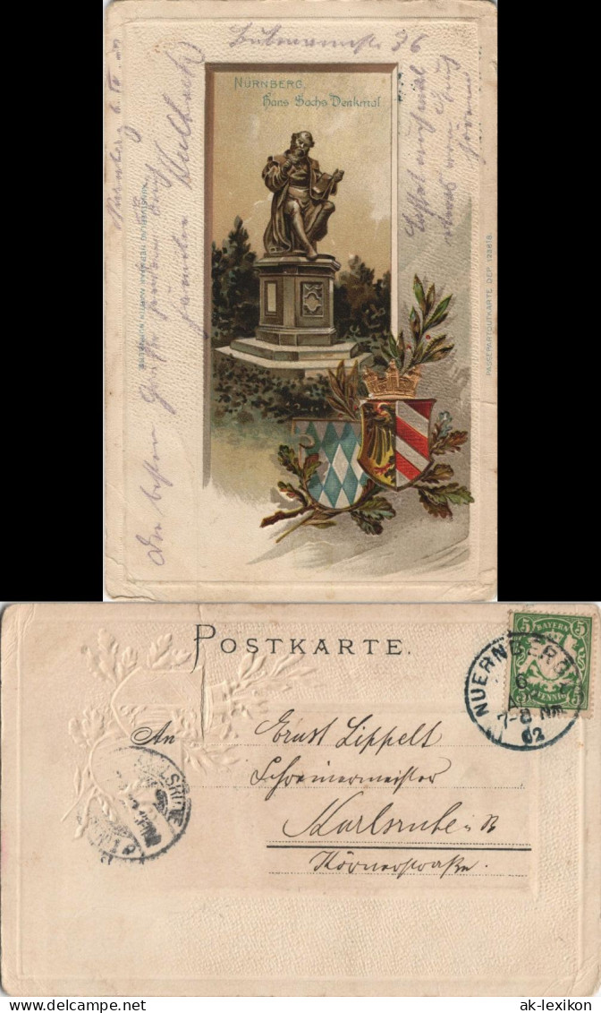 Nürnberg Hans Sachs Denkmal - Heraldik Prägekarte 1902 Prägekarte - Nuernberg