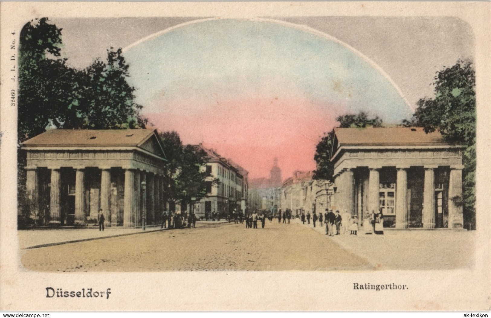 Düsseldorf Straßen Partie Am Ratinger Tor Ratingerthor Colorierte AK 1902 - Düsseldorf