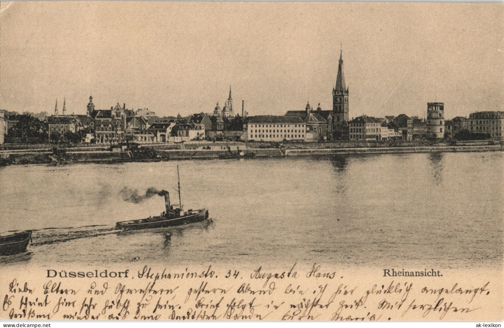 Ansichtskarte Düsseldorf Totale Dampfer 1901 - Duesseldorf