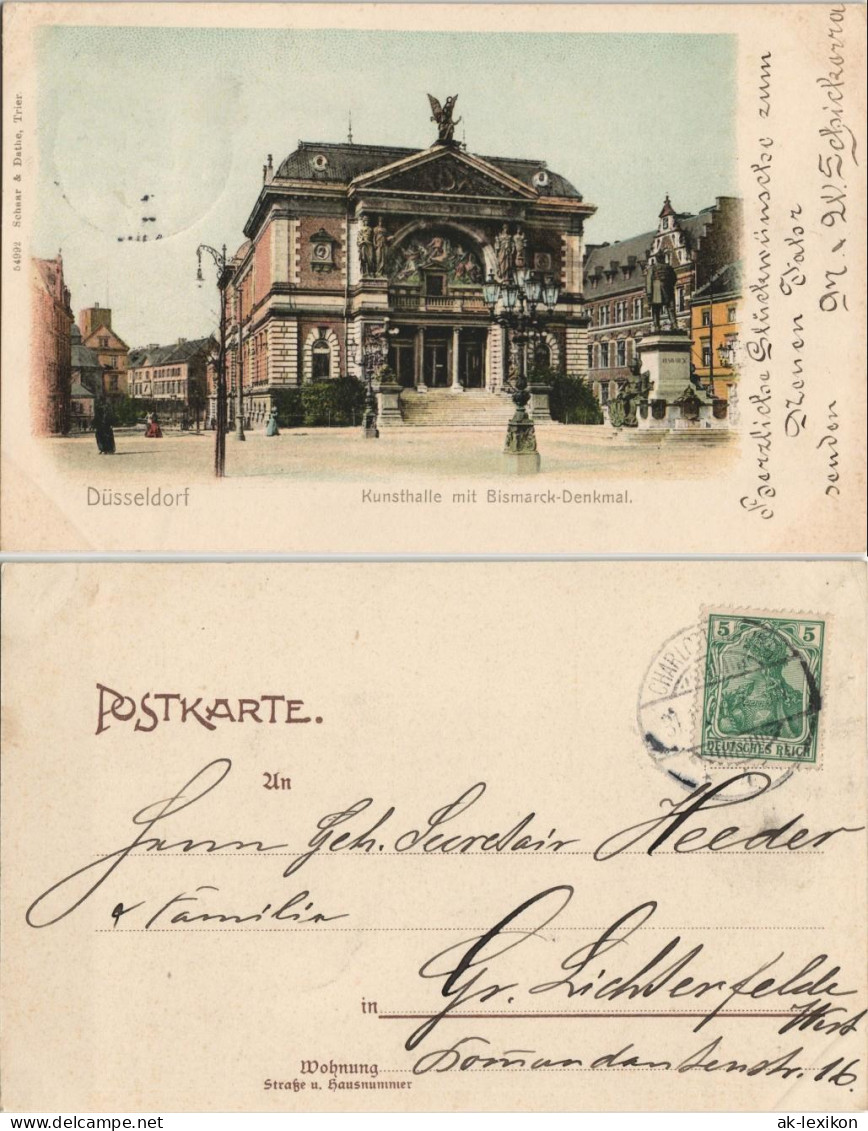 Ansichtskarte Düsseldorf Kunsthalle, Kaiser Wilhelm Denkmal 1902 - Duesseldorf