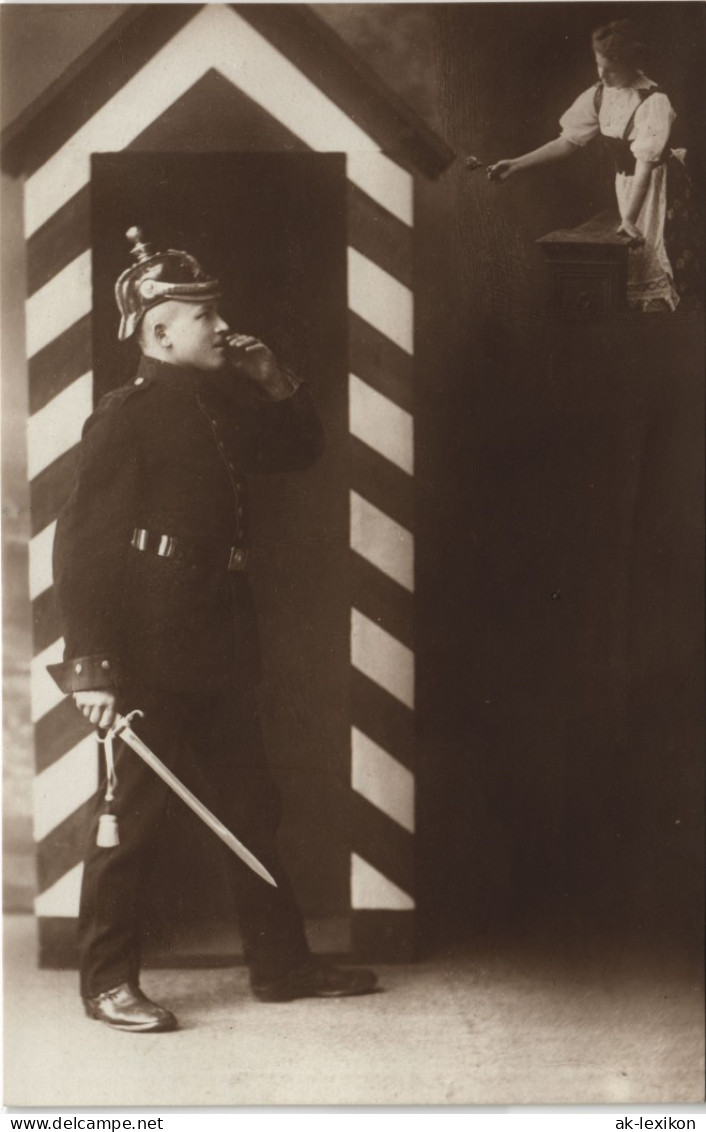 Ansichtskarte  Fotokunst Militaria Sachsen - Soldat Und Frau 1914 - War 1914-18