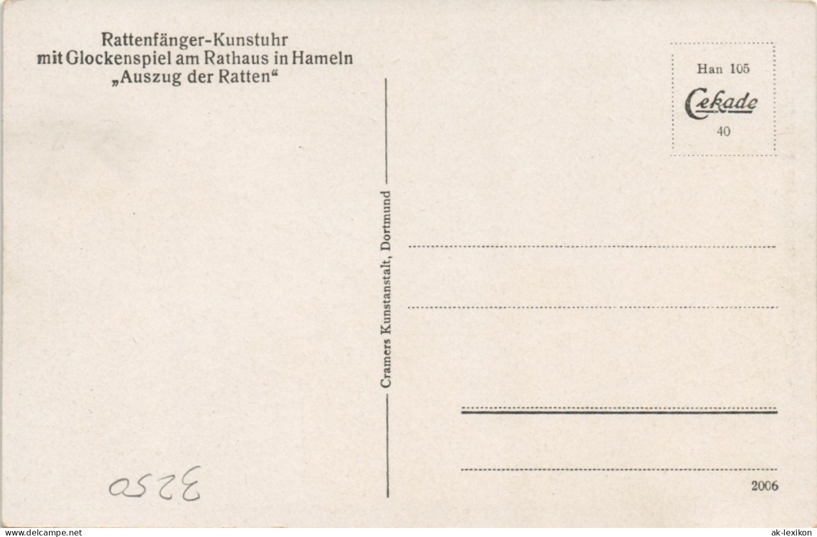 Ansichtskarte Hameln Rattenfänger - Kunstuhr 1940 - Hameln (Pyrmont)