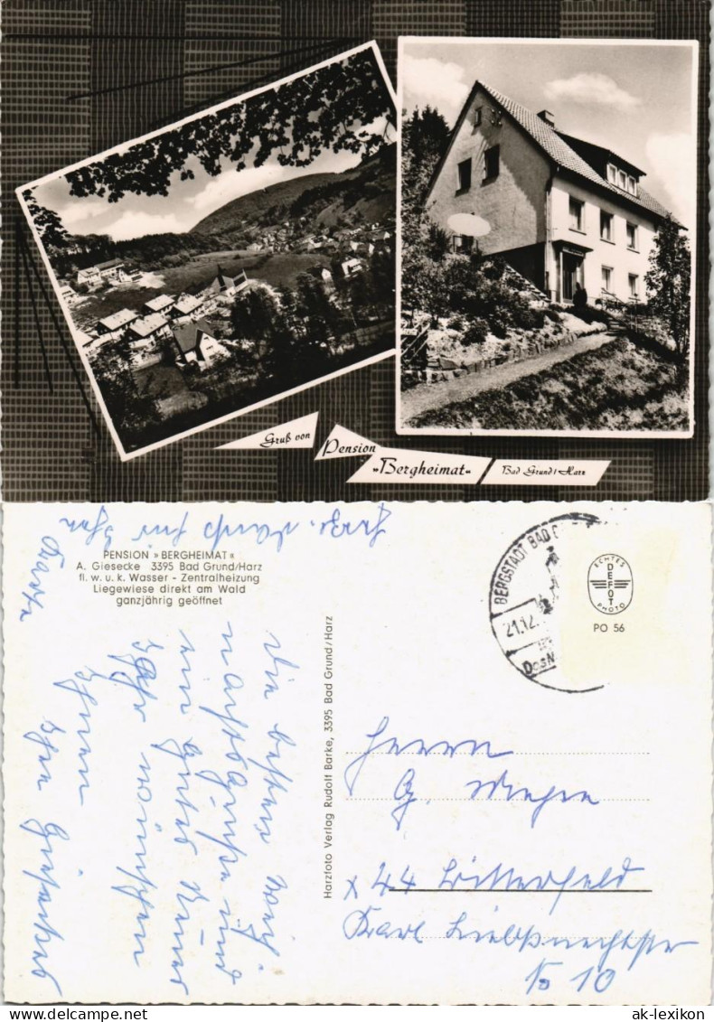 Ansichtskarte Bad Grund (Harz) Pension Bergheimat 1956 - Bad Grund