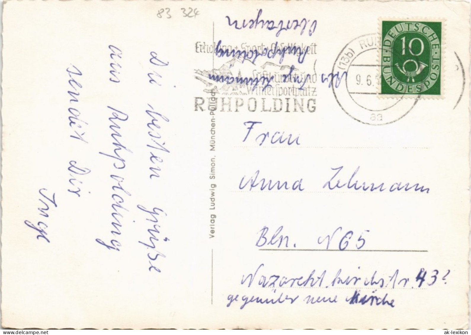 Ansichtskarte Ruhpolding 4 Bild: Stadt, Schwimmbad, Kurhaus VW Käfer 1953 - Ruhpolding