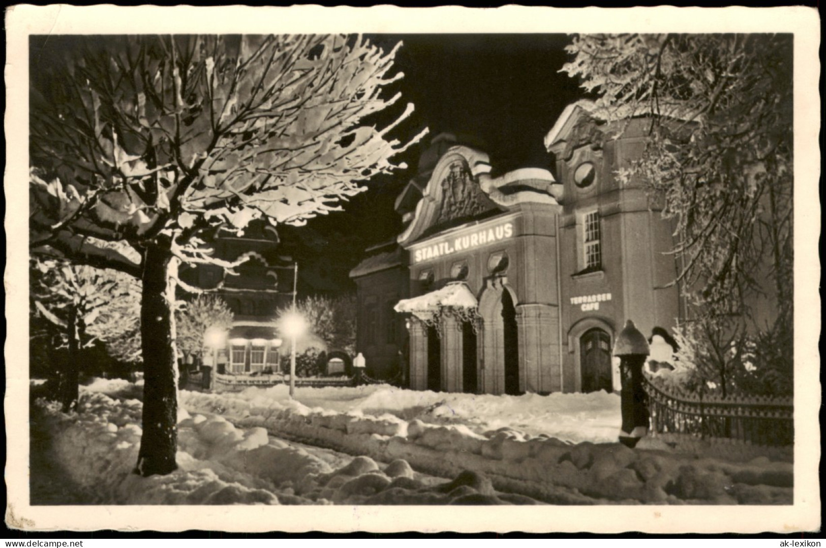 Bad Reichenhall Winter,  Nacht-Ansicht Kurhaus 1952   Gel  "Zensur-Stempel" - Bad Reichenhall