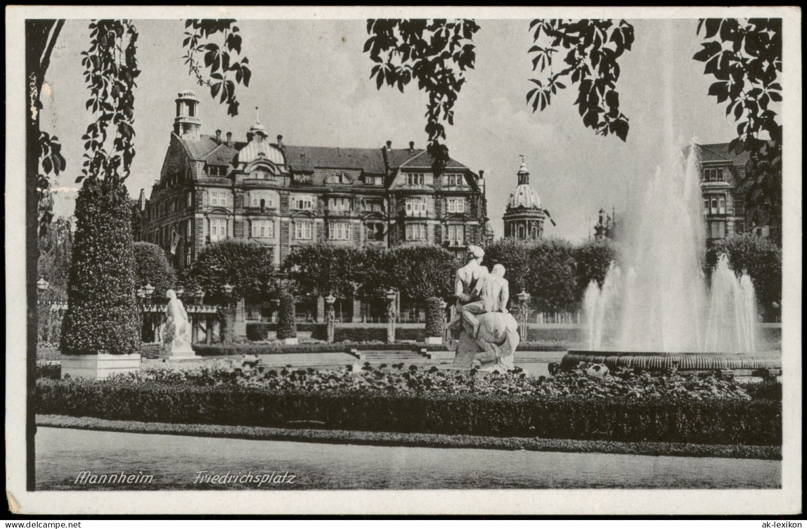 Ansichtskarte Mannheim Friedrichsplatz, Wasserspiele Wasserkunst 1943 - Mannheim