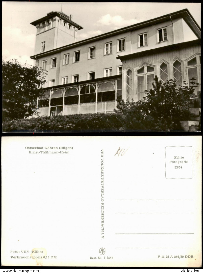 Ansichtskarte Göhren (Rügen) Ferienheim Ernst-Thälmann, Fotokarte 1959 - Göhren