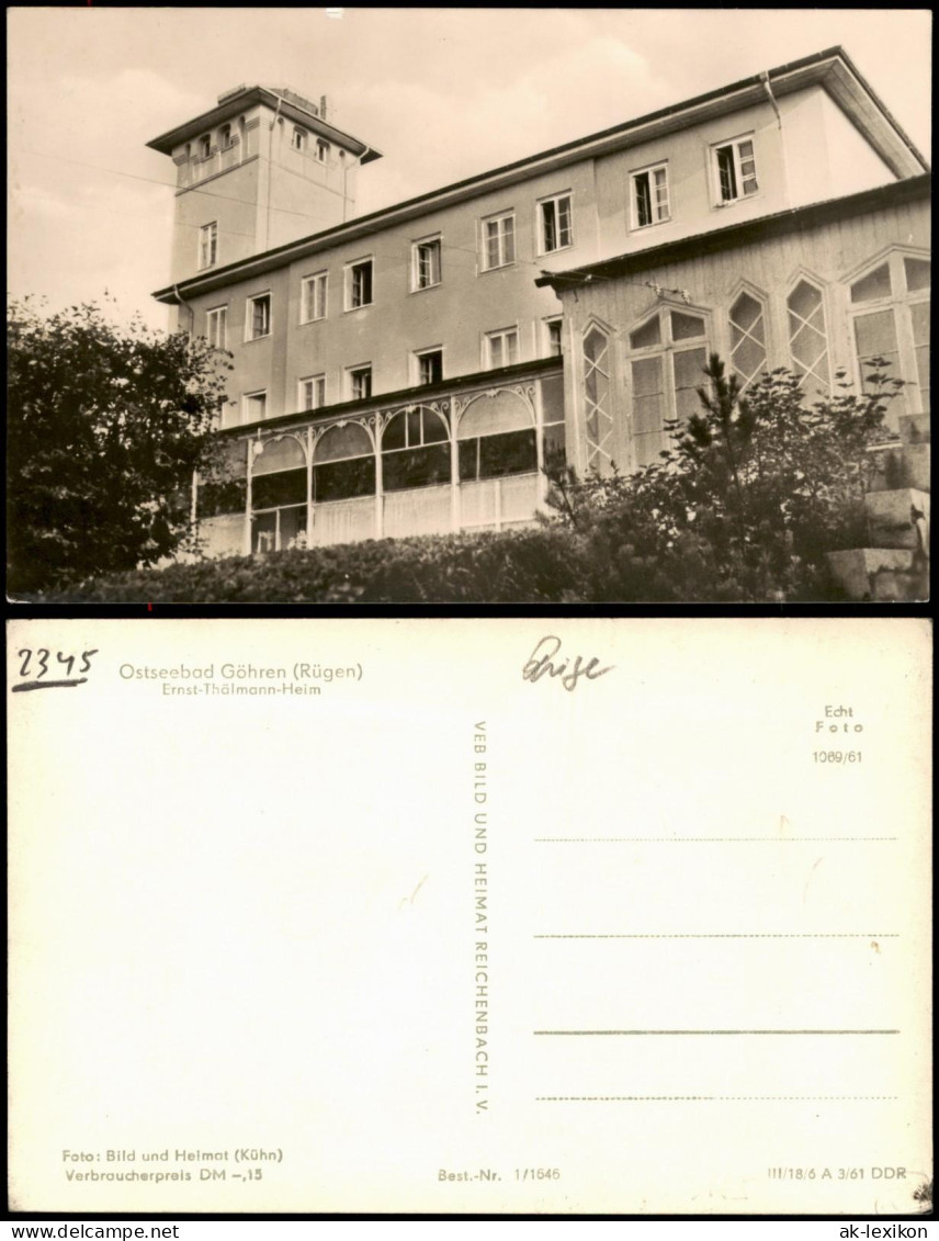 Ansichtskarte Göhren (Rügen) Ferienheim Ernst-Thälmann 1961 - Göhren