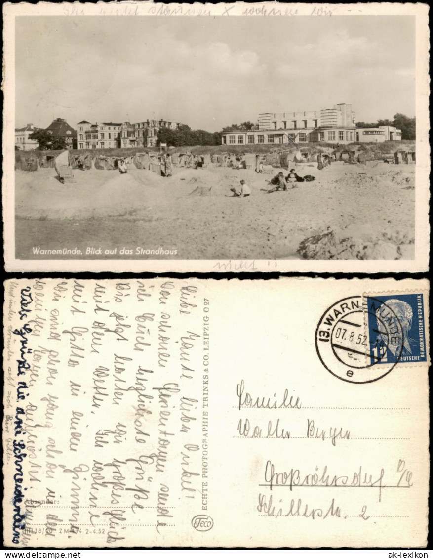 Ansichtskarte Warnemünde-Rostock Blick Auf Das Strandhaus 1953 - Rostock