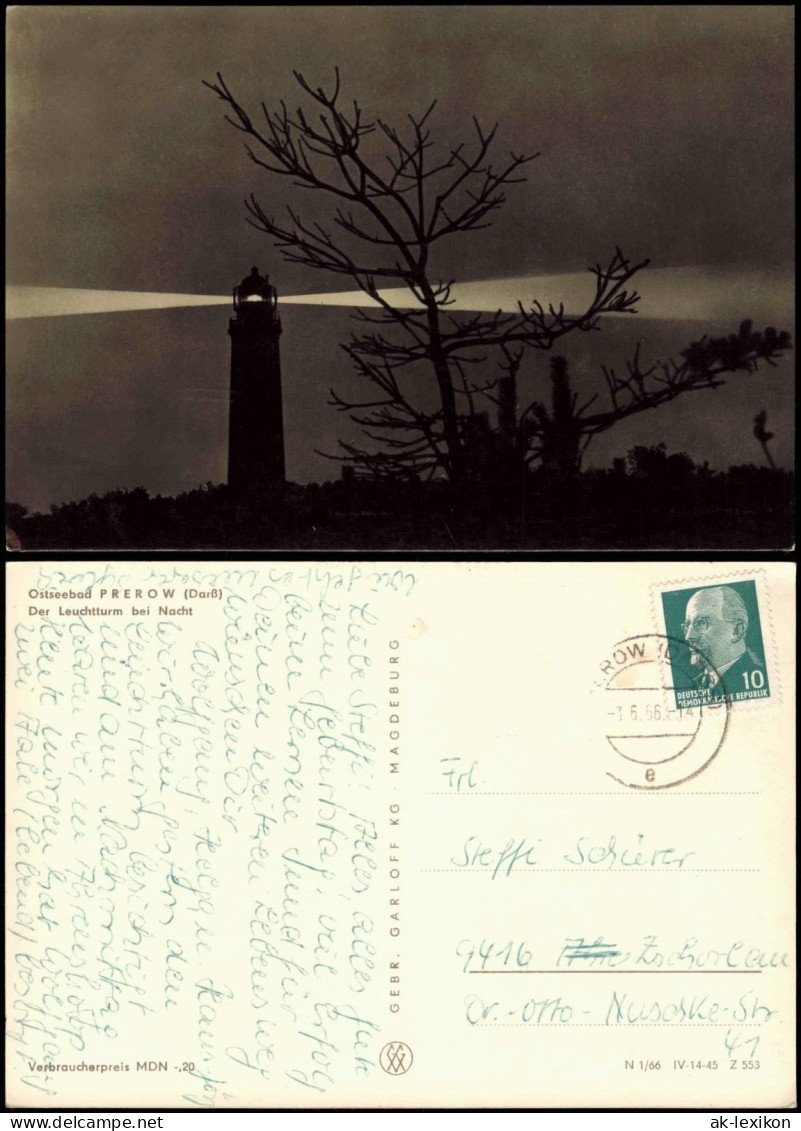 Ansichtskarte Prerow Leuchtturm Bei Nacht Stimmungsbild 1966 - Seebad Prerow