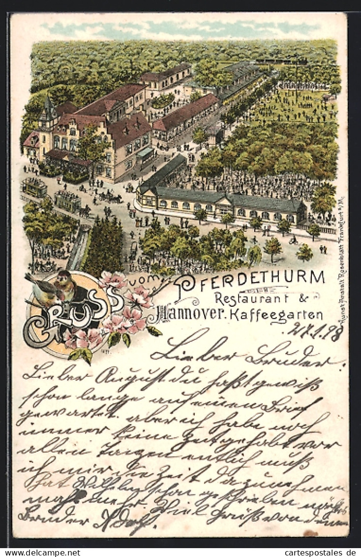 Lithographie Hannover, Pferdeturm Aus Der Vogelschau  - Hannover