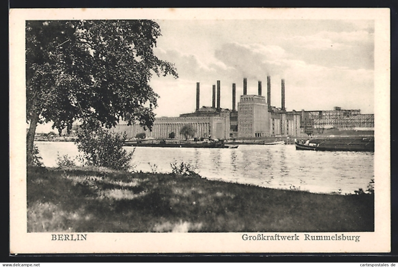 AK Berlin-Lichtenberg, Grosskraftwerk Rummelsburg Vom Ufer Aus Gesehen  - Other & Unclassified