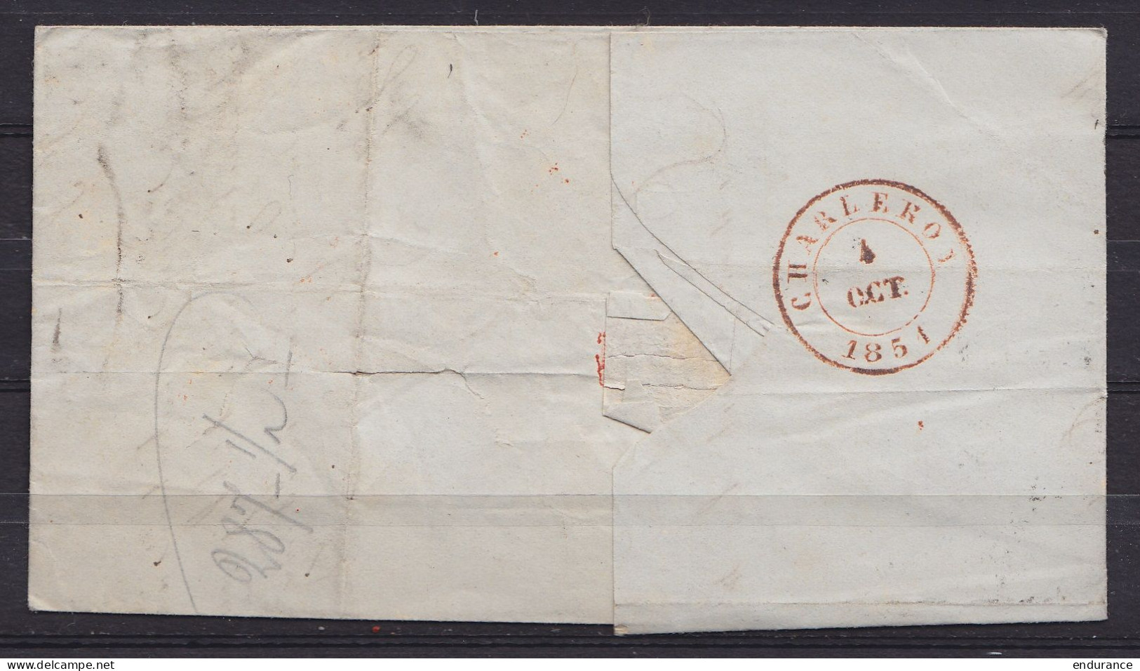 L. Affr. N°6 P25 Càd CHARLEROI /4 OCT 1851 Pour E/V - 1851-1857 Medallions (6/8)