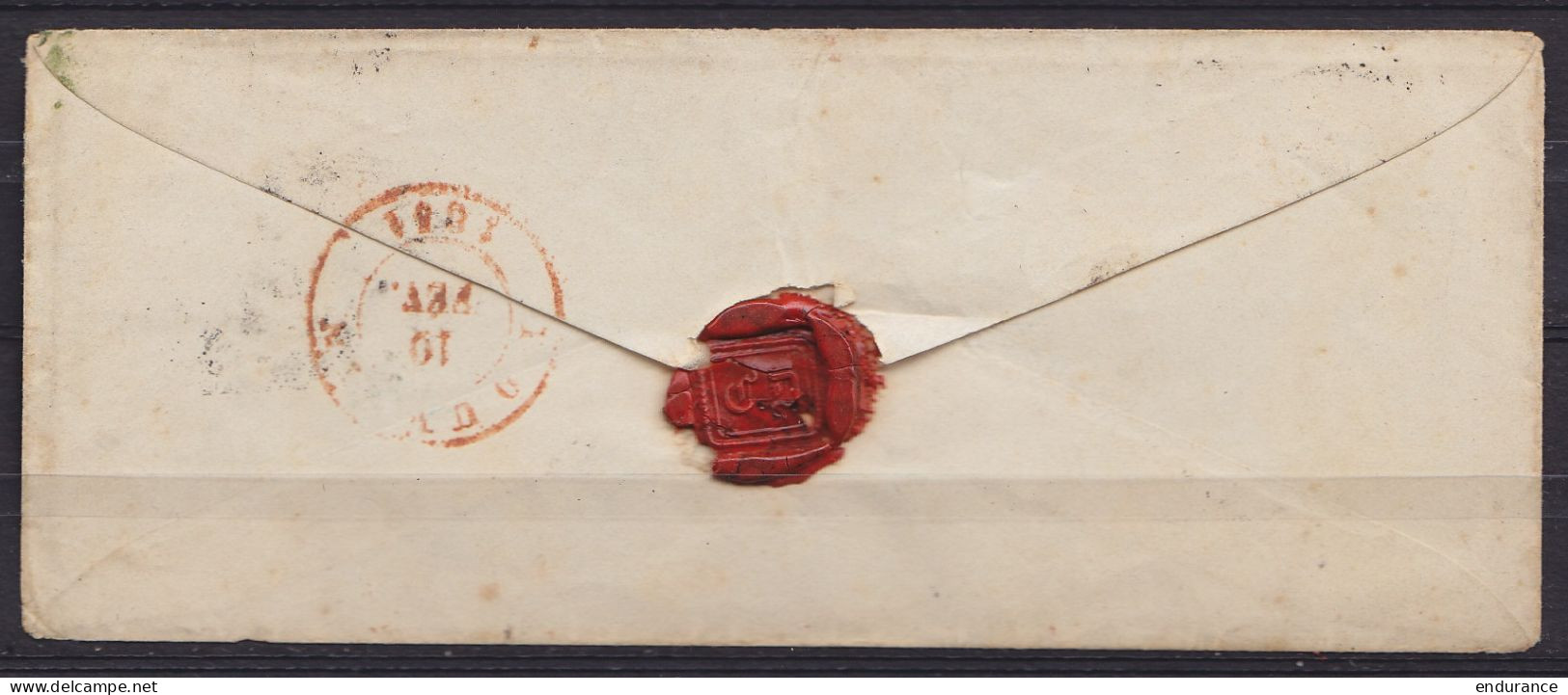 LSC (sans Texte) Affr. N°6 (?) P39 Càd FLEURUS /10 FEV 1851 Pour LOUVAIN - Boîte "A" (Chassart) (au Dos: Càd LOUVAIN) - 1851-1857 Medaillons (6/8)