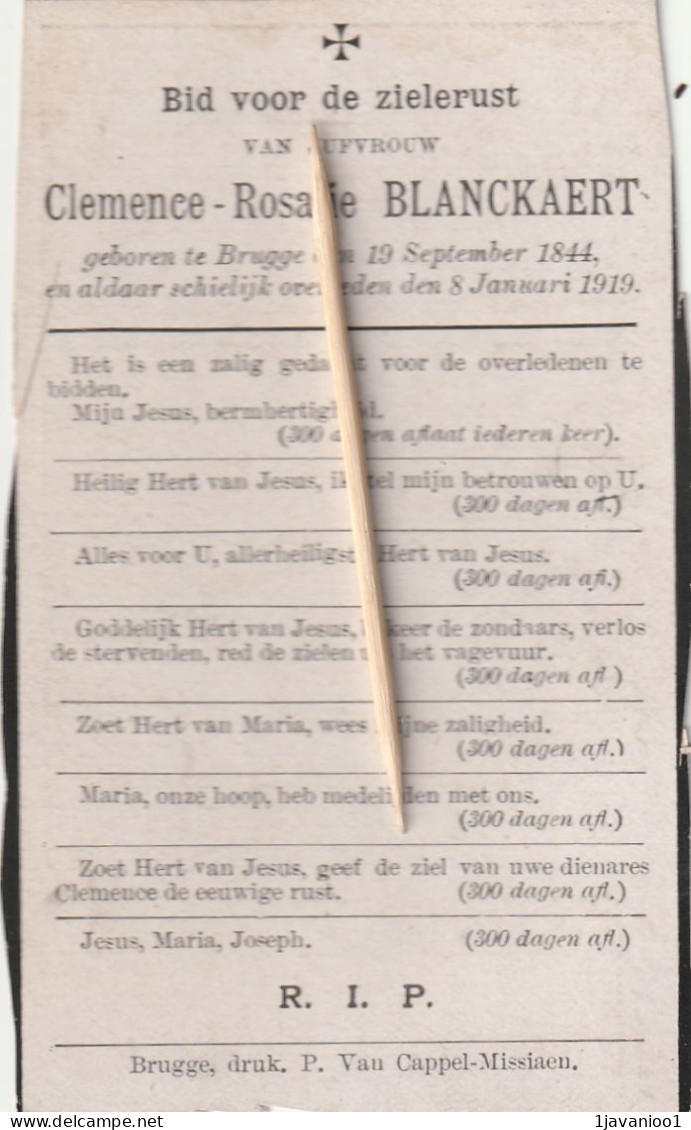 Brugge, 1919, Clemence Blanckaert, Prentje Bijgesneden - Santini