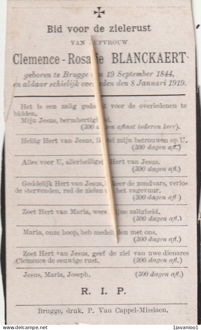 Brugge, 1919, Clemence Blanckaert, Prentje Bijgesneden - Images Religieuses