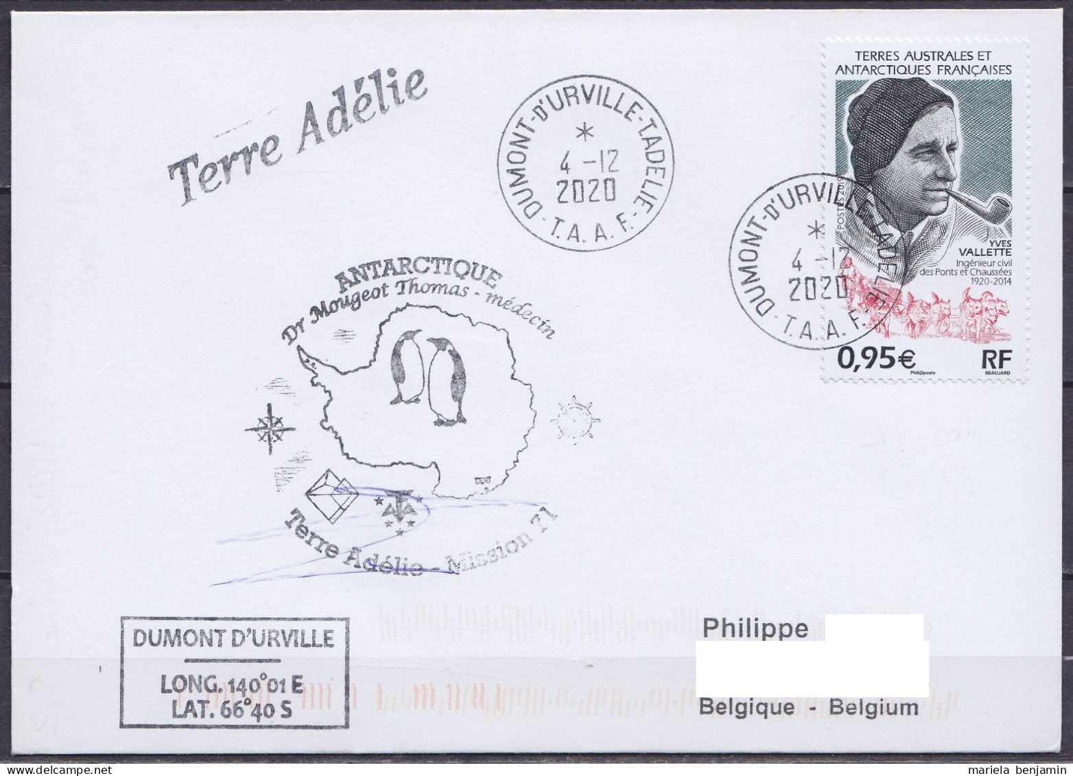 TAAF - Terre Adélie - Cachet Médecin BIBTA TA71 - Oblit. Dumont D'Urville 4-12-2020  // Tad364 - Brieven En Documenten