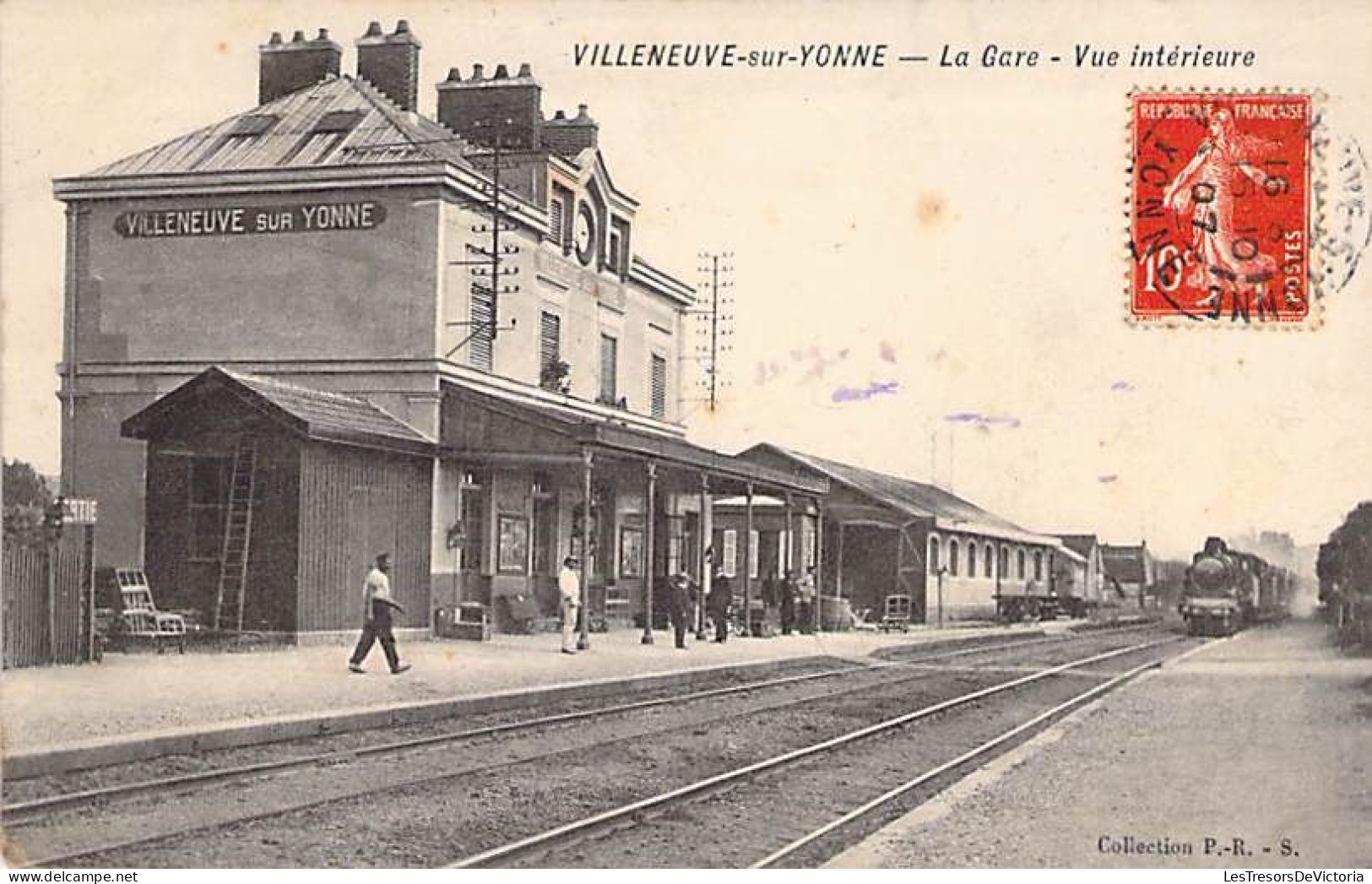France - Villeneuve Sur Yonne - La Gare - Vue Intérieur - Animé - Coll. P.R. - Carte Postale Ancienne - Villeneuve-sur-Yonne