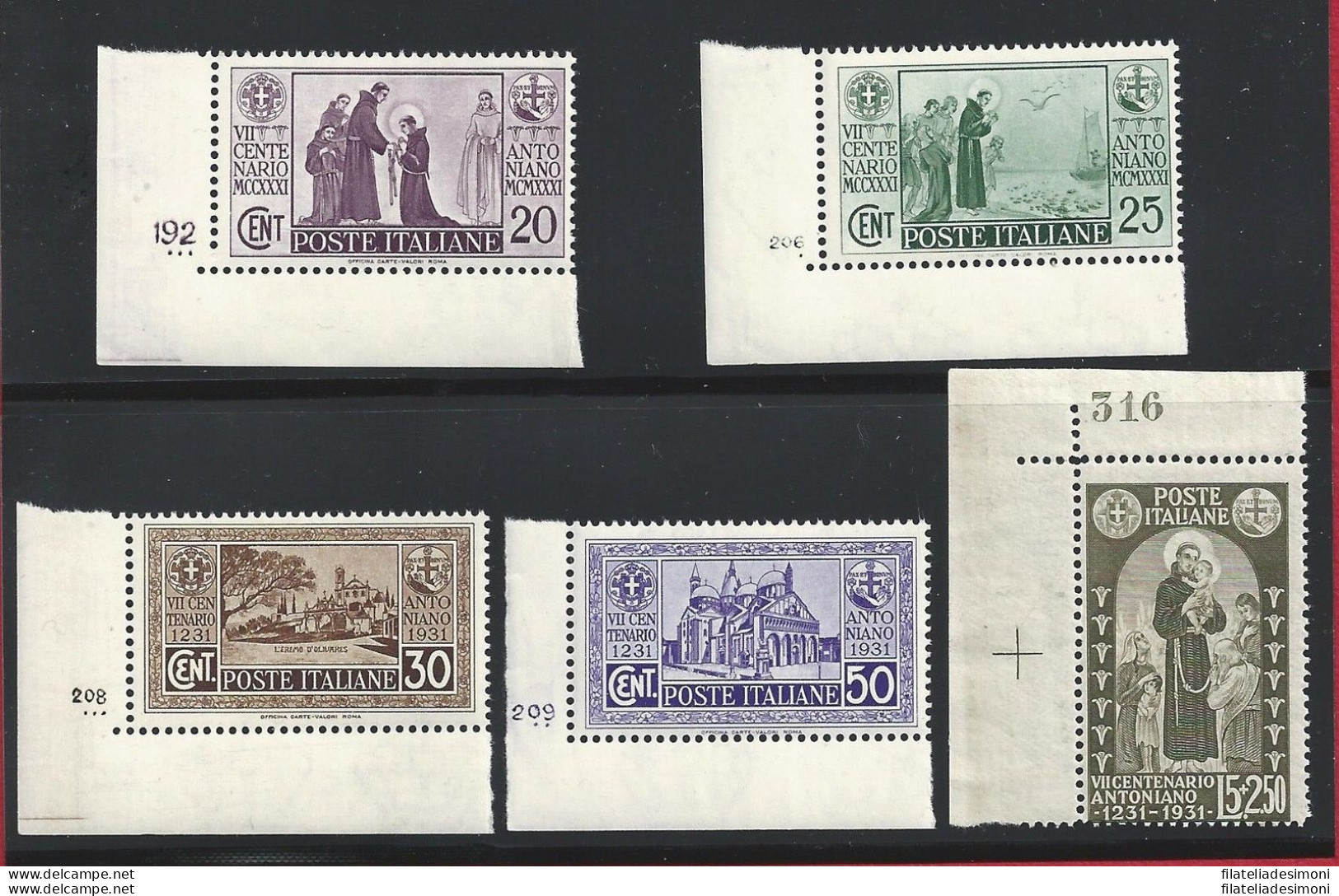 1931 Italia - Regno, N. 292/295 + 298  MNH ** Numero Di Tavola - Other & Unclassified