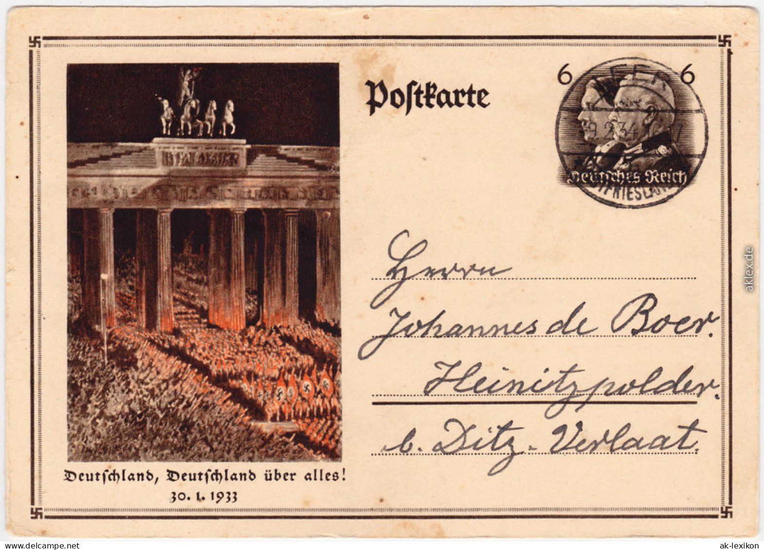 Mitte-Berlin Fackelumzug 30.01.1933 Beim Brandenburger Tor ( Zeichnung ) 1934 - Brandenburger Deur