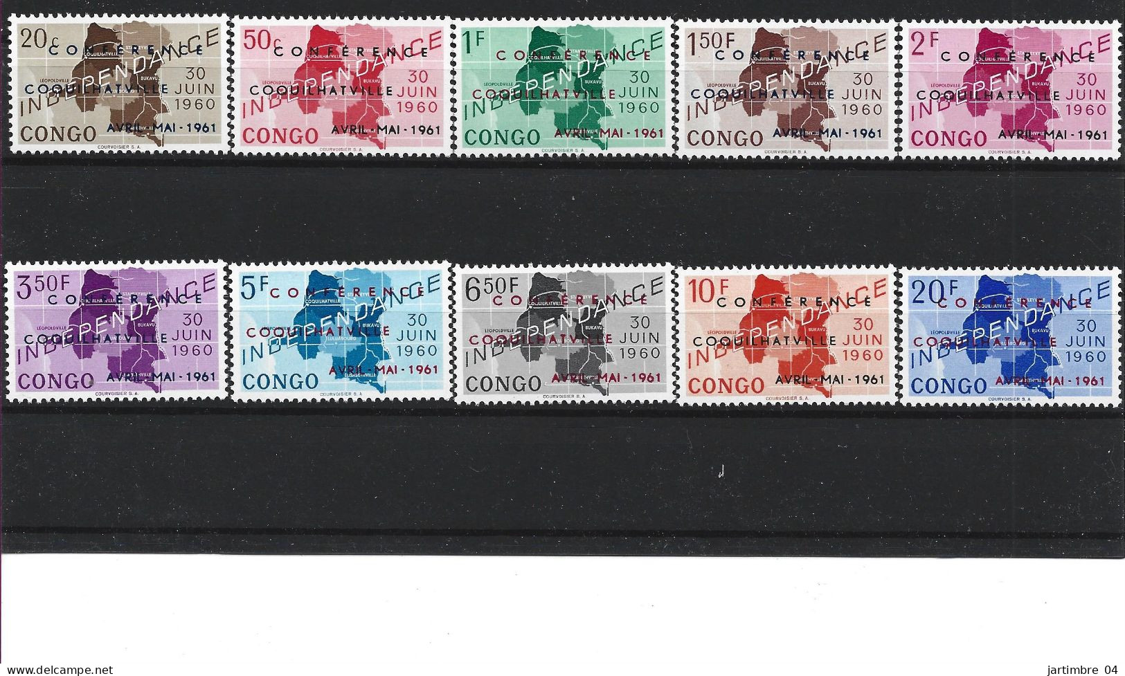 1961 CONGO Kinshasa 420-29** Indépendance, Surchargés  Conférence Coquilhatville, Côte 20.00 - Unused Stamps