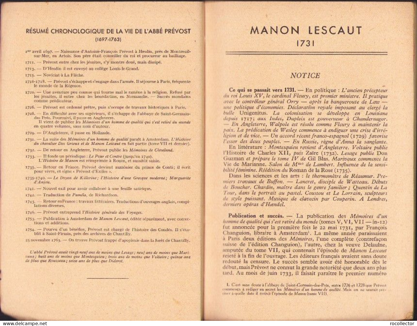 Manon Lescaut (extraits) Par Abbe Prevost C3874N - Old Books