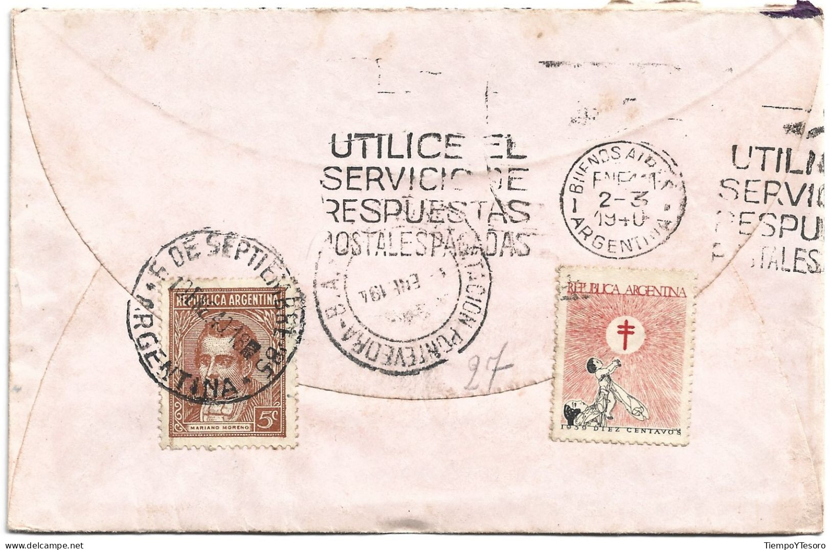 Correspondence - Argentina, Buenos Aires, Mariano Moreno Stamps, 1940, N°1554 - Storia Postale