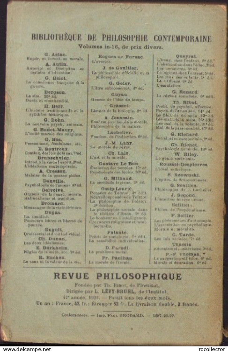 Les Reactions Intellectuelles Elementaires Par Andre Cresson 1922 C3873N - Livres Anciens