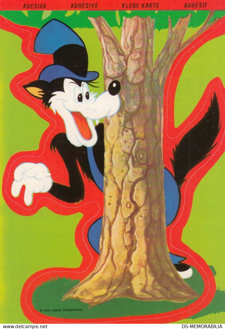 Disney - Big Bad Wolf Adhesive Sticker Postcard - Autres & Non Classés