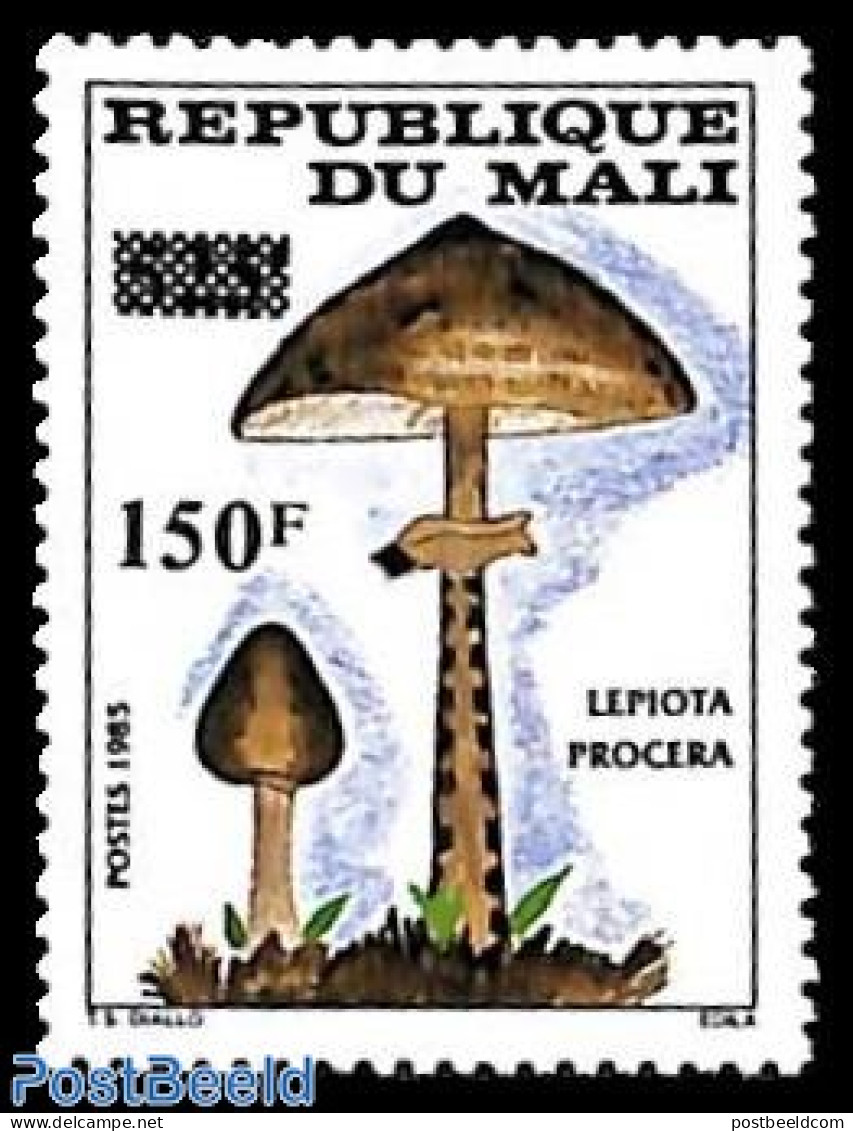 Mali 1992 150fr On 525fr, Stamp Out Of Set, Mint NH, Nature - Mushrooms - Pilze