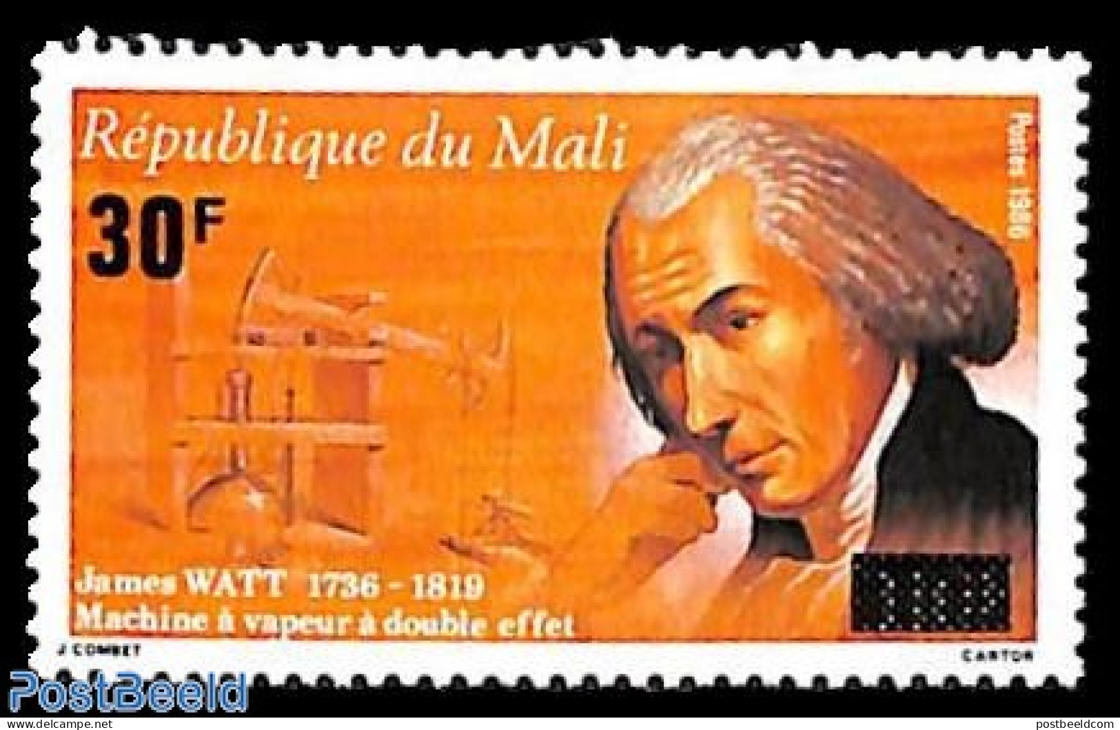 Mali 1992 30fr On 110fr, Stamp Out Of Set, Mint NH, Science - Inventors - Malí (1959-...)