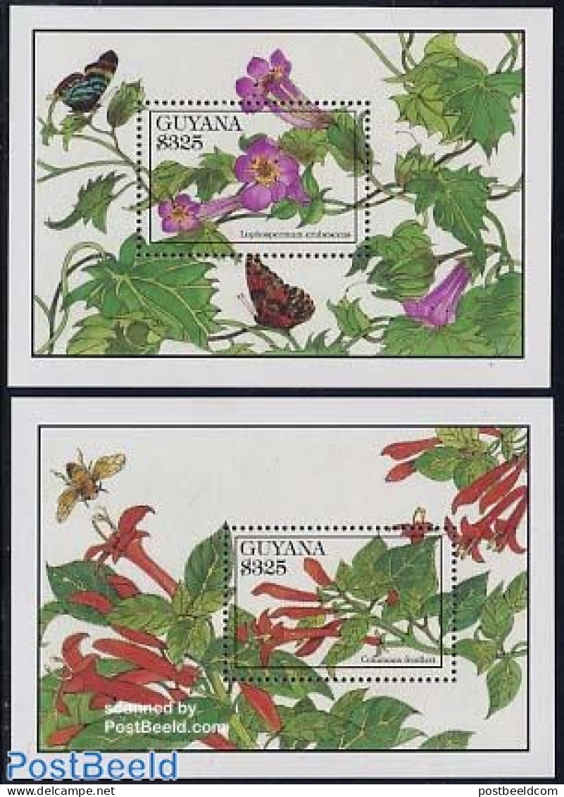 Guyana 1994 Southamerican Flora 2 S/s, Mint NH, Nature - Flowers & Plants - Guyane (1966-...)