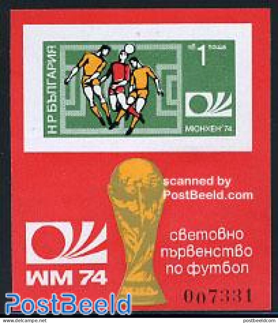 Bulgaria 1974 Football W.C. Germany S/s Imperforated, Mint NH, Sport - Football - Unused Stamps