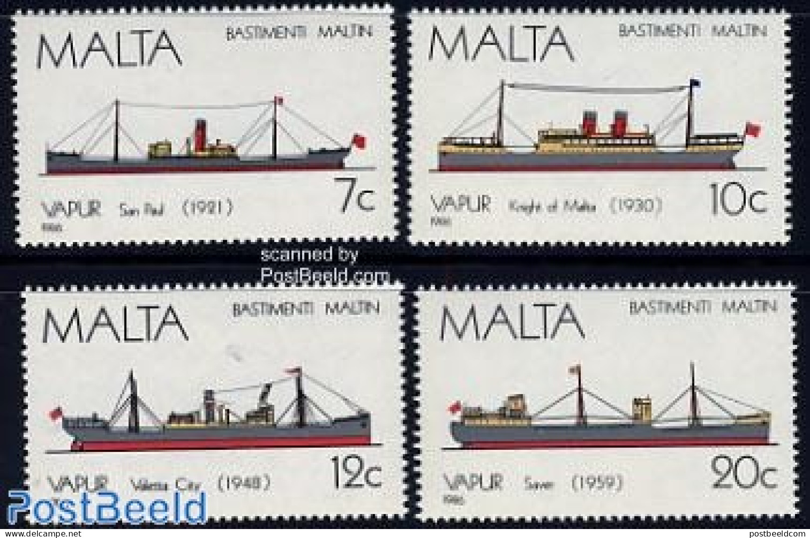 Malta 1986 Ships 4v, Mint NH, Transport - Ships And Boats - Bateaux