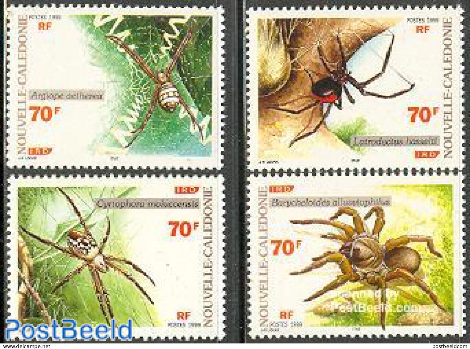 New Caledonia 1999 Spiders 4v, Mint NH, Nature - Insects - Unused Stamps