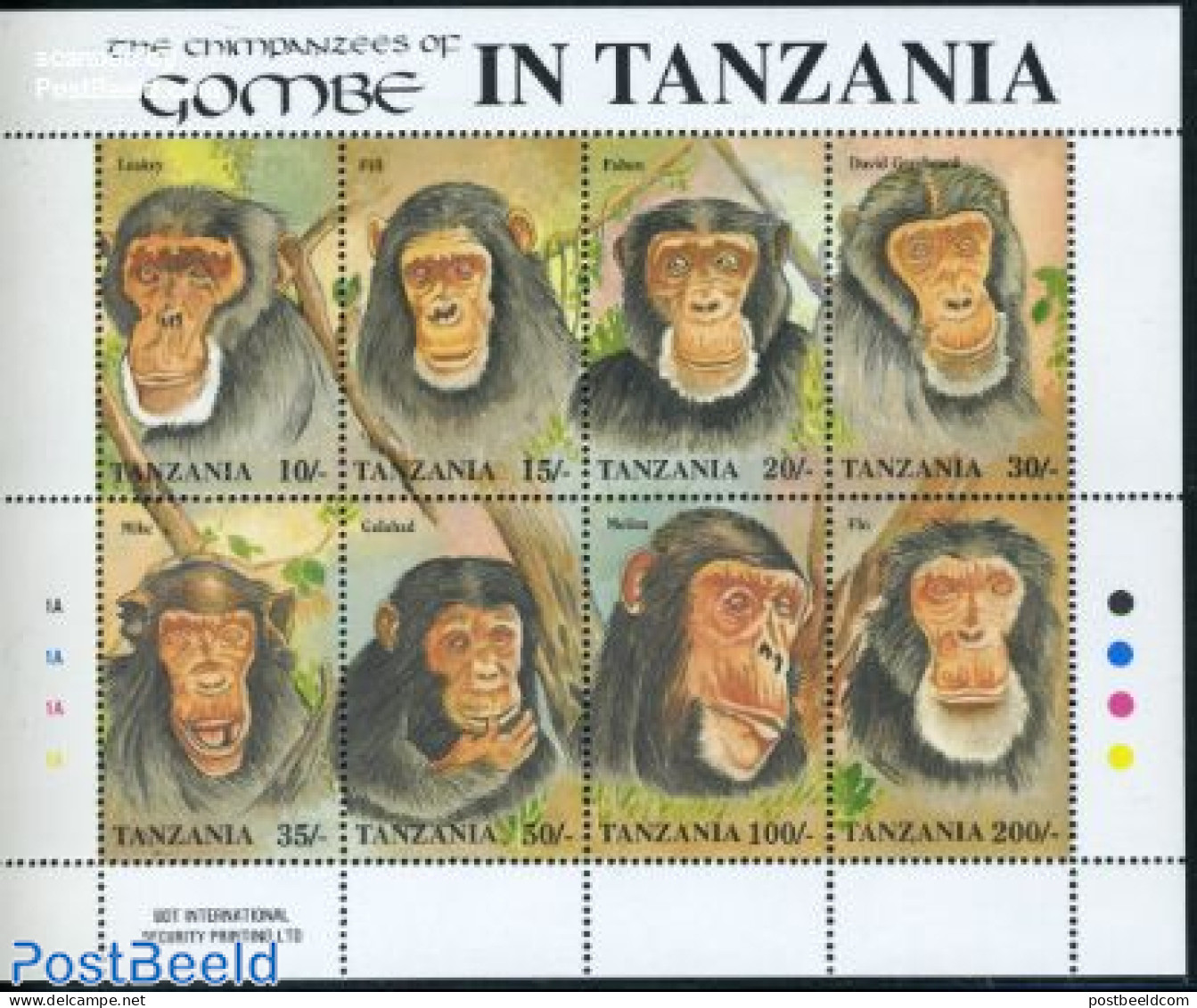 Tanzania 1992 Chimpanzees 8v M/s, Mint NH, Nature - Monkeys - Tanzanie (1964-...)