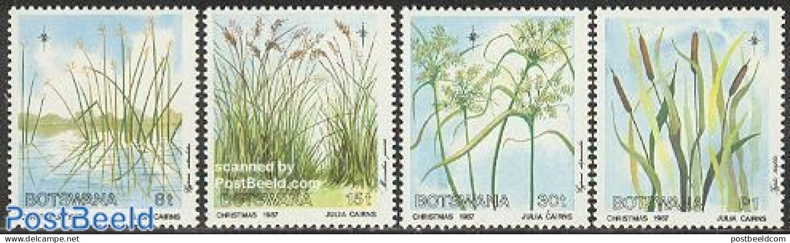 Botswana 1987 Christmas 4v, Mint NH, Nature - Religion - Flowers & Plants - Christmas - Christmas