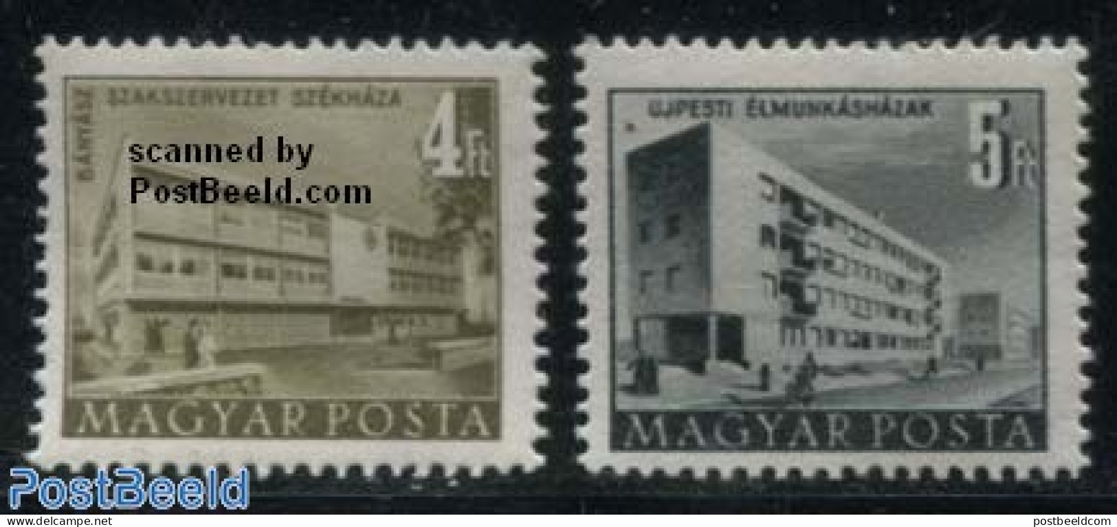 Hungary 1952 Definitives, Buildings 2v, Mint NH, Art - Modern Architecture - Ungebraucht