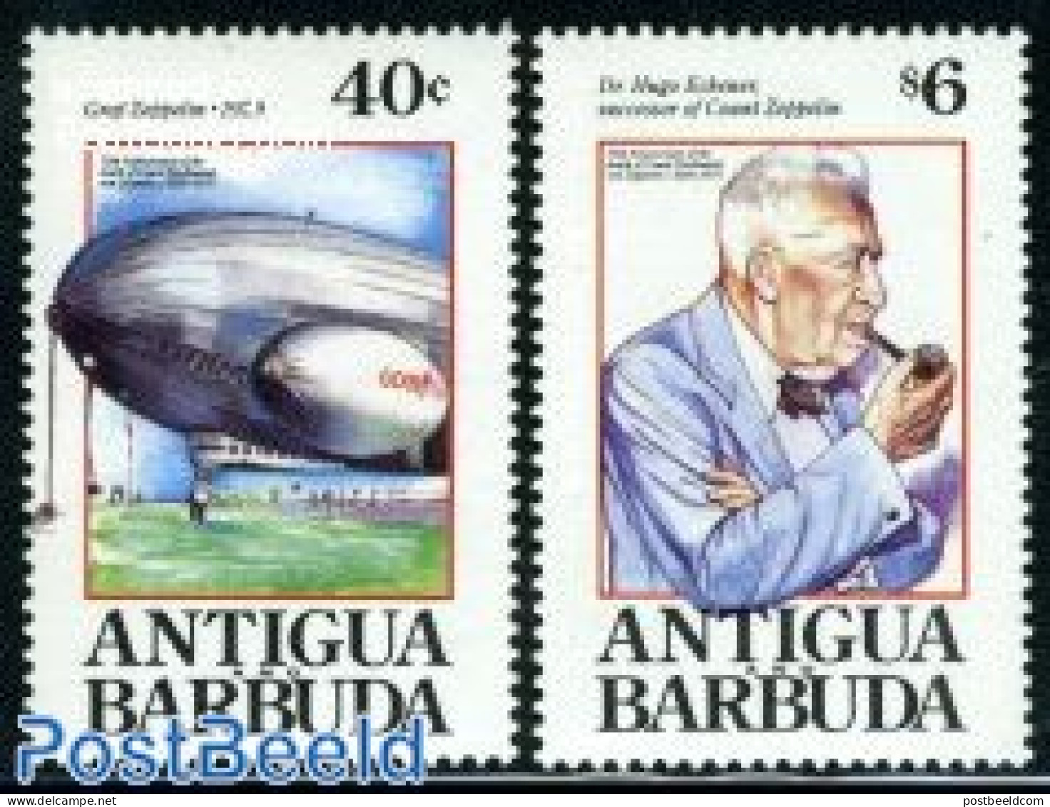 Antigua & Barbuda 1992 Zeppelin 2v, Mint NH, Transport - Zeppelins - Zeppelines